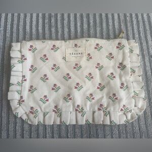 Sézane Ruffle Canvas Pouch Floral Print
